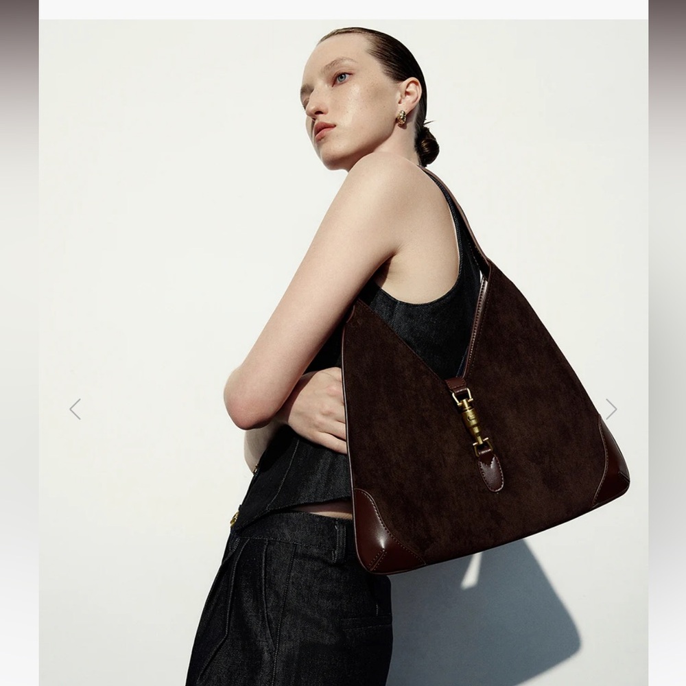 Urban Revivo Brown Suede Shoulder Bag